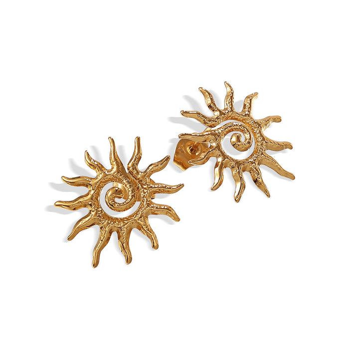 Wholesale Sun Stainless Steel Gold-Plated Earrings Popular Earrings Sunflower Earrings