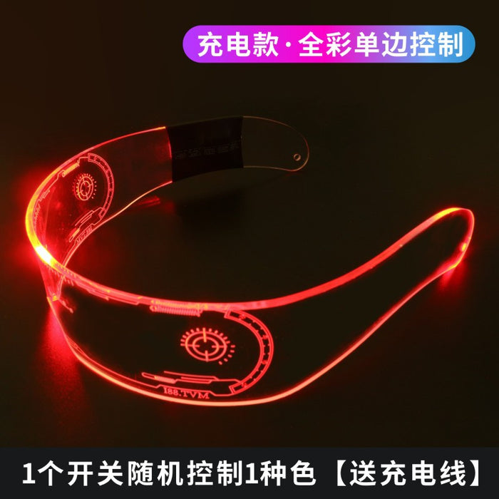 Wholesale Luminous glasses with a sense of technology, color changing eyes, science fiction, cool children's sunglasses