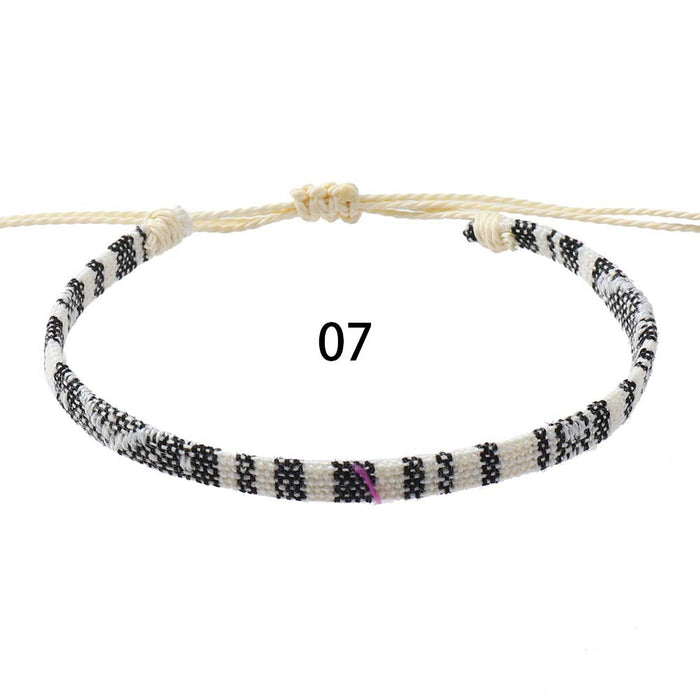 Wholesale Colorful Cotton and Linen Bohemian Fabric Bracelets for Women Hand-woven Knot Bracelets JDC-BT-XH008