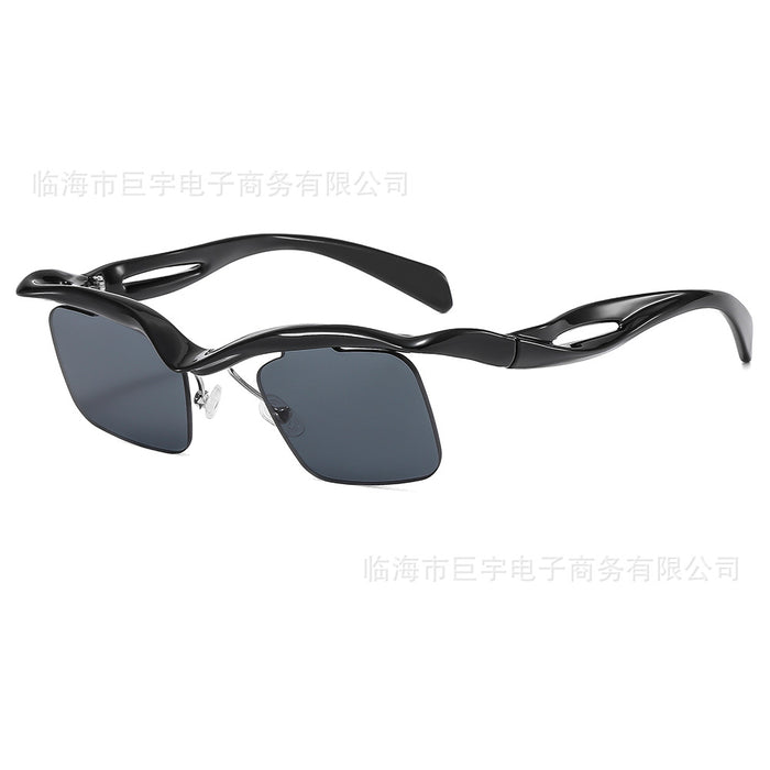 Wholesale New Sunglasses Box Sunglasses Personalized UV Protection Half Frame Irregular Sunglasses