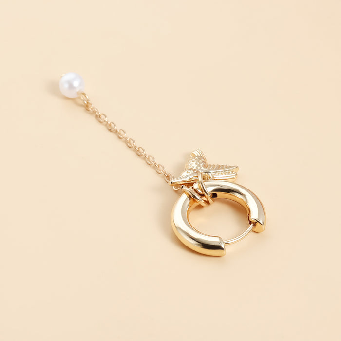 Wholesale bird vintage design geometric heart-shaped hoop earrings