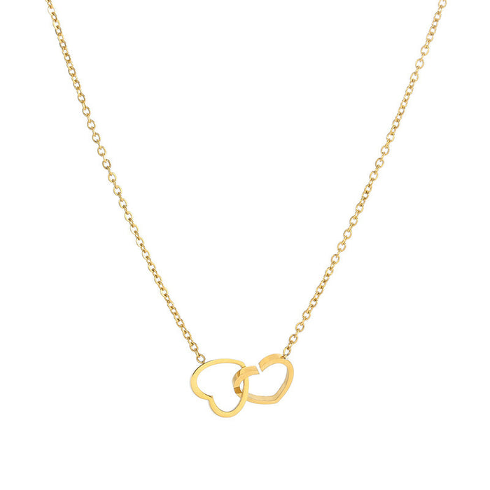 Wholesale Double heart pendant necklace with niche design, collarbone chain, heart-shaped necklace accessory