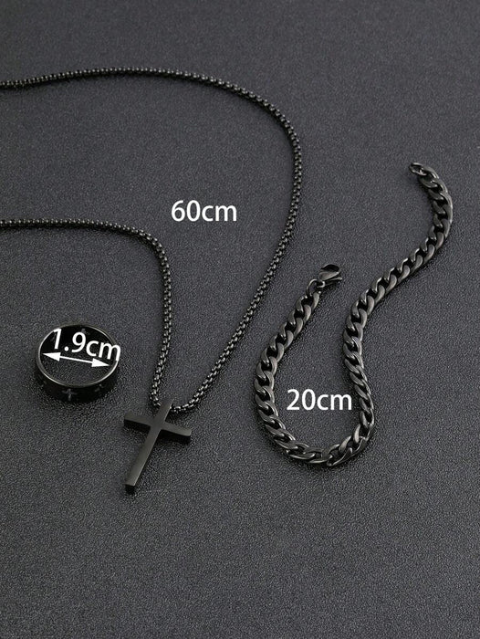 Wholesale Stainless Steel Cross Three-piece Set JDC-NE-YuYuan001