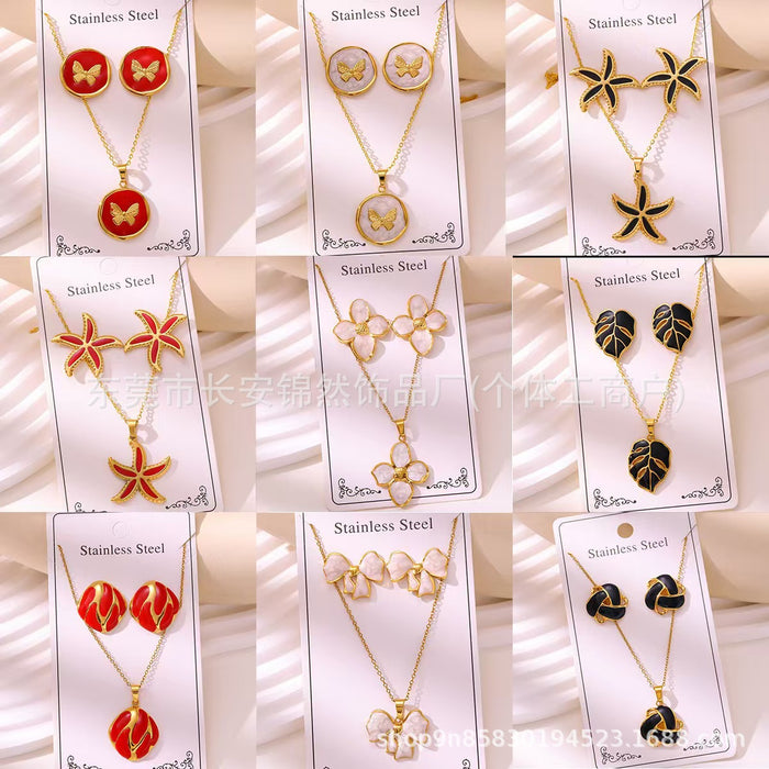 Wholesale 304 Stainless Steel Vacuum Plated Earrings and Necklace Set