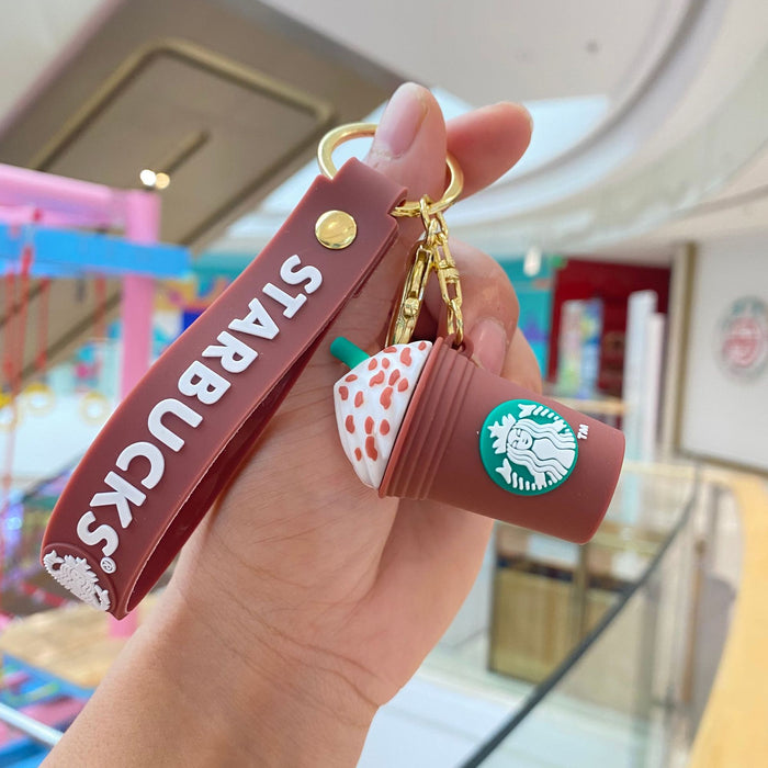 Wholesale Cartoon Starbucks Milk Tea Silicone Keychains JDC-KC-PengYu001