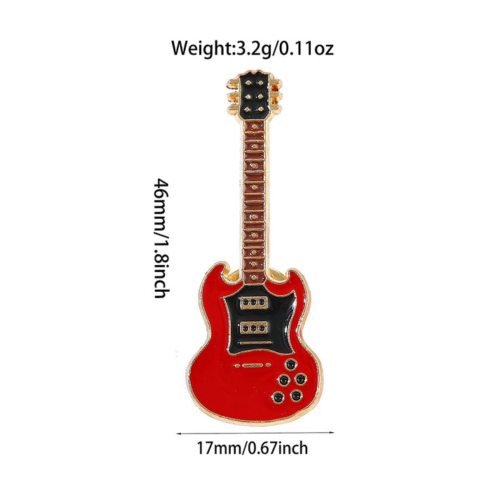 Wholesale Vintage Electroplated Guitar Brooch Musical Instrument Lapel Pin Trendy Backpack Badge For Casual Gift