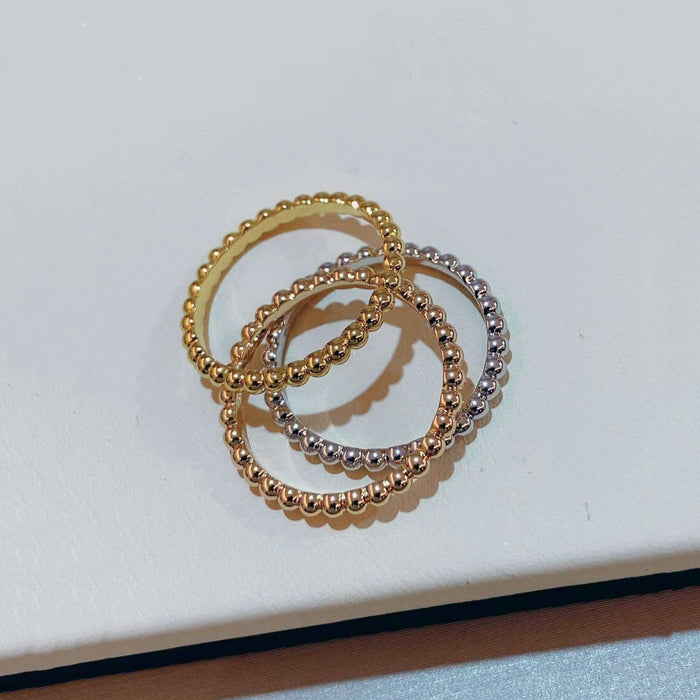 Wholesale Round bead ring, women's light luxury diamond, simple and non fading, solid circle bead ring, layered and worn