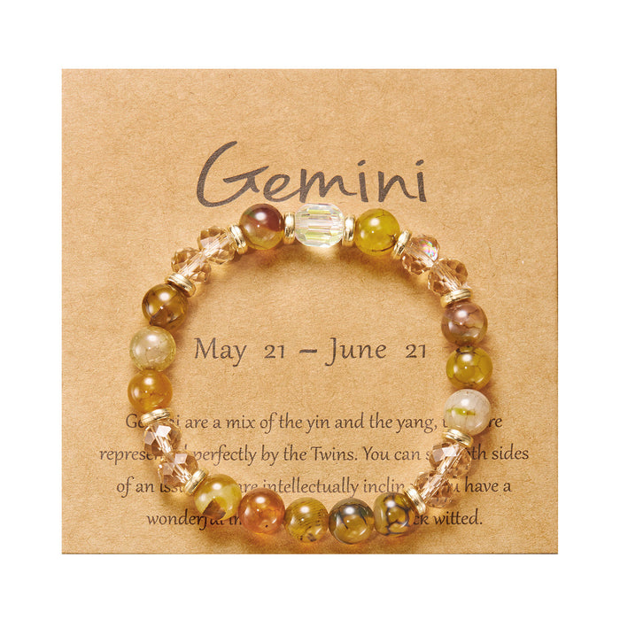 Wholesale twelve constellation bracelet imitation natural stone beaded bracelet color stone constellation paper card bracelet