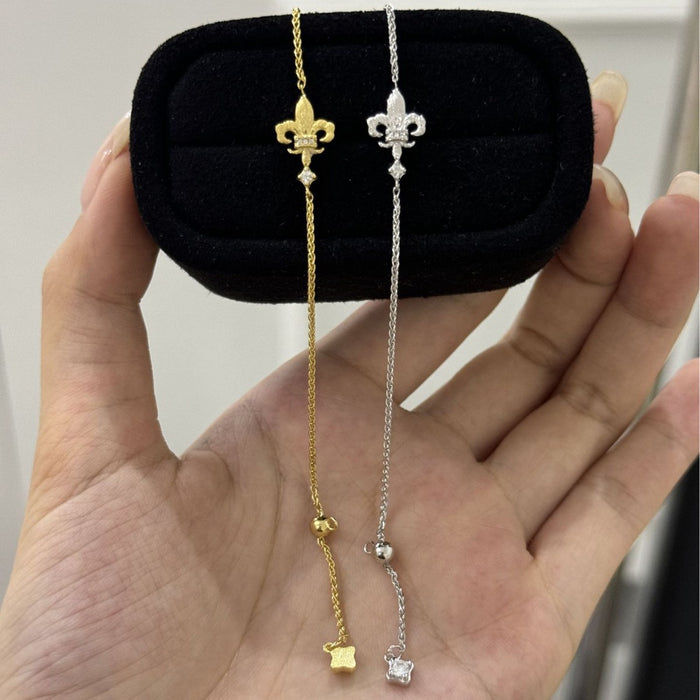 Wholesale S925 Sterling Silver Bracelet Flower Gold Plated Diamond Elegant Fashion