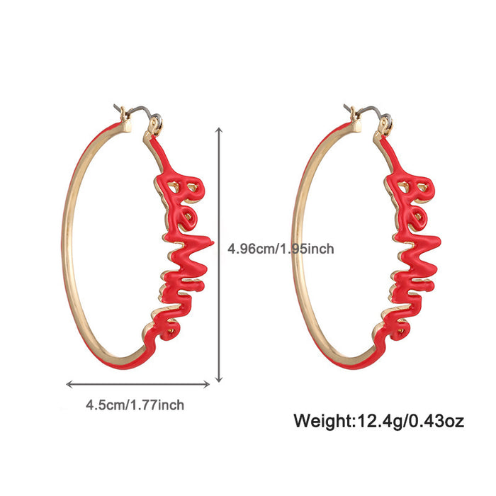 Wholesale Valentine's Day Letters Oil Drop Earrings JDC-ES-KenJie003