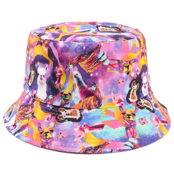 Wholesale Autumn New Cotton Cartoon Printed Flat-top Hip-hop Fisherman Hat Men's and Women's Sunshade Basin Hat