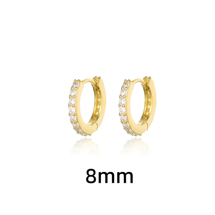Wholesale Full diamond earrings, fashionable and classic circle zircon earrings, layered and worn