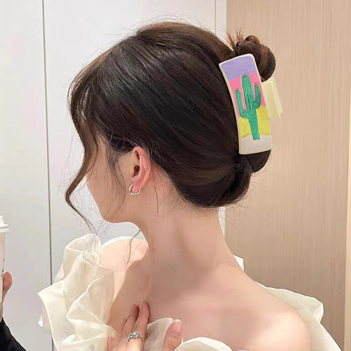 Wholesale Cross-border Western Wind Cactus English Letter Leather Hairpin Amazon AliExpress