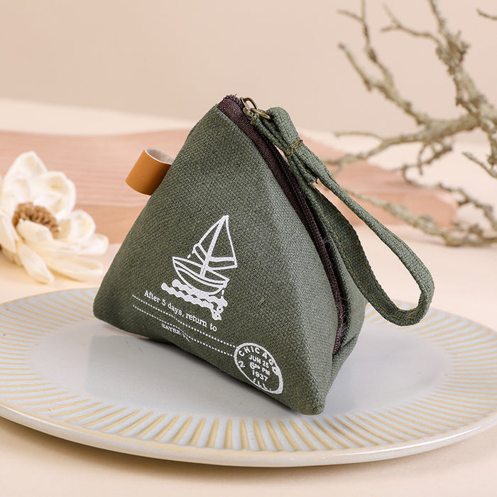 Wholesale Retro coin purse, simple and fashionable canvas cartoon key, cute card bag