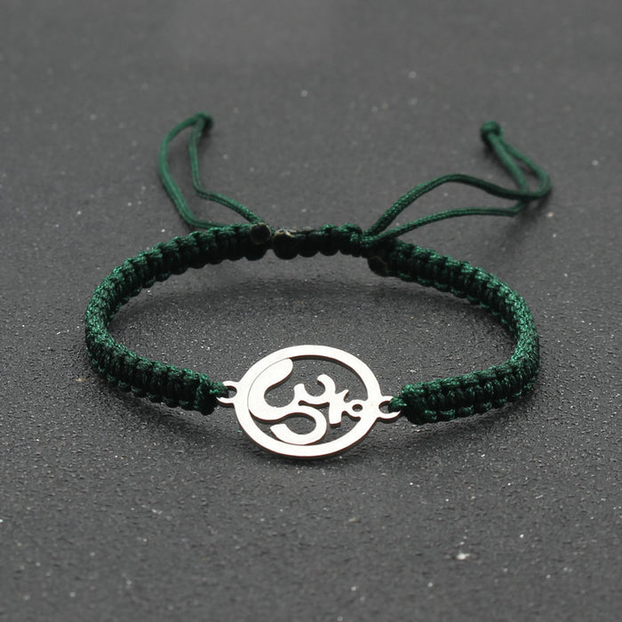 Wholesale  jewelry stainless steel round OM bracelet hand-woven adjustable hand rope