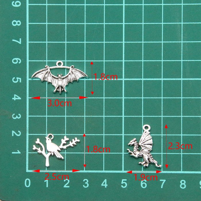 Wholesale Trendy 3 Styles Diecast Alloy Animal Pendant Charms Dinosaur Bird Bat Electroplated DIY Jewelry Making Bag Charm Car Key Accessory Gift