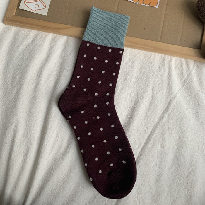 Wholesale Mid length socks with personalized daily contrasting colors, retro style socks