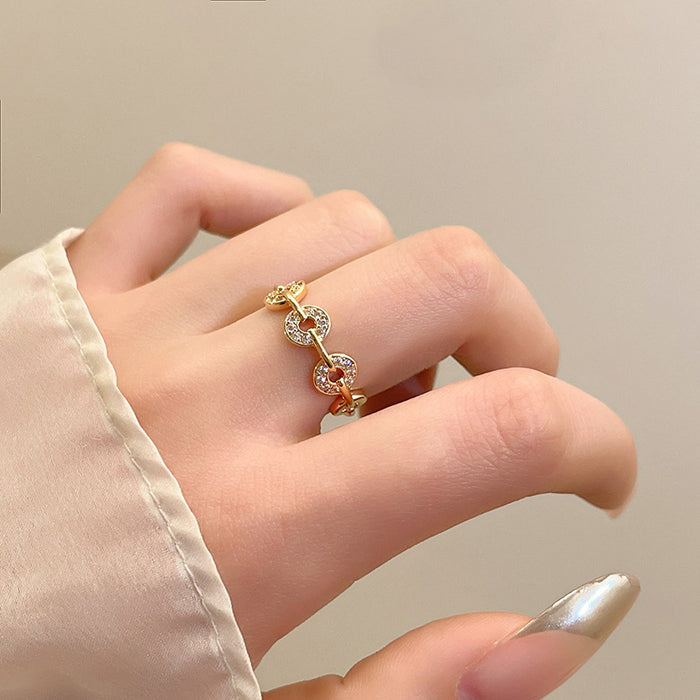 Wholesale Small niche coin ring, female fashion personality design ring, light luxury, versatile, high-end, open mouth food ring
