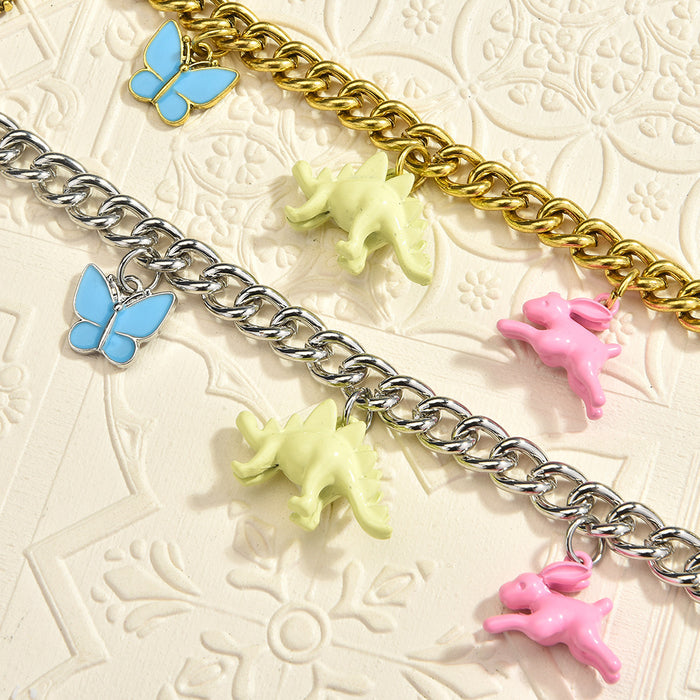 Wholesale Stylish Dinosaur Rabbit Bag Charm Chain Alloy Gold Tone Pendant Cute Animal Decorative Accent