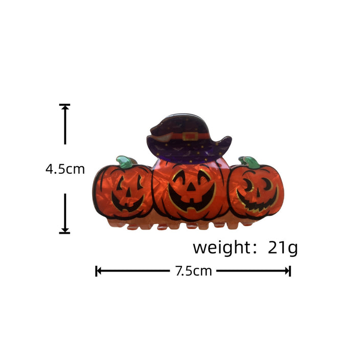 Wholesale  Hair Claw Clip  Pumpkin Head Witch Design Funny Face PVC Women S Holiday Hair Accessory For Boutique Resale