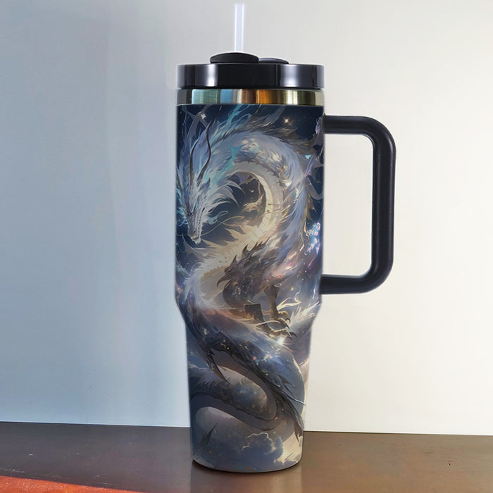 Wholesale 3D Neon Dragon Pattern Handle of Thermos Cup - Dark Magical Dragon Design