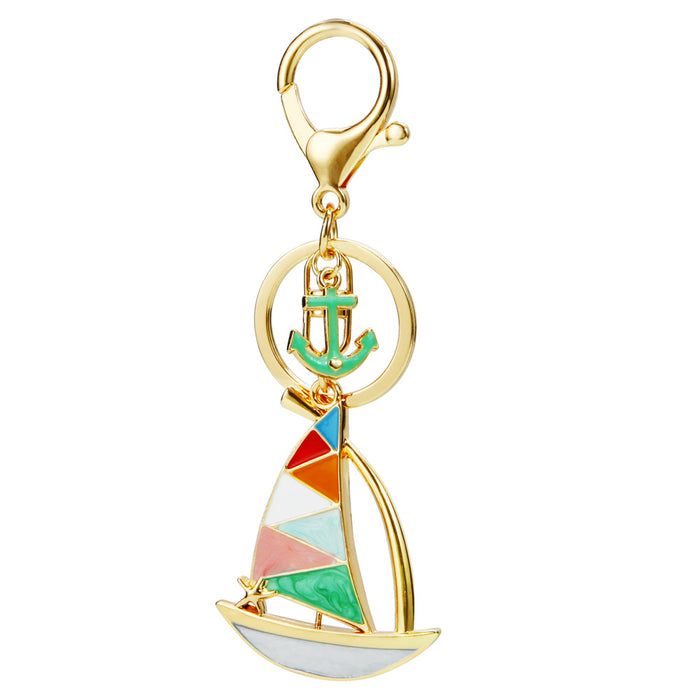 Wholesale Dollar symbol car keychain metal pendant keychain ring inlaid with diamonds creative gift