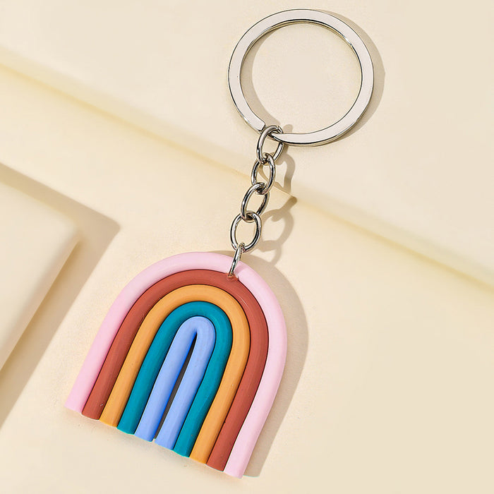 Wholesale Clay Rainbow Keychain JDC-KC-RongRui058