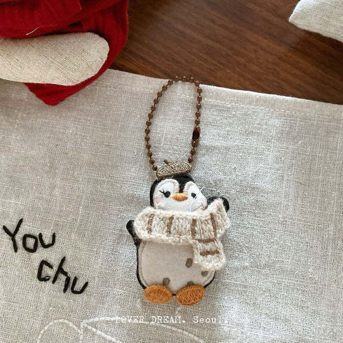 Wholesale Cute Plush Penguin Bead Chain Keychain Bag Charm Christmas New Year Party Car Accessory Gift