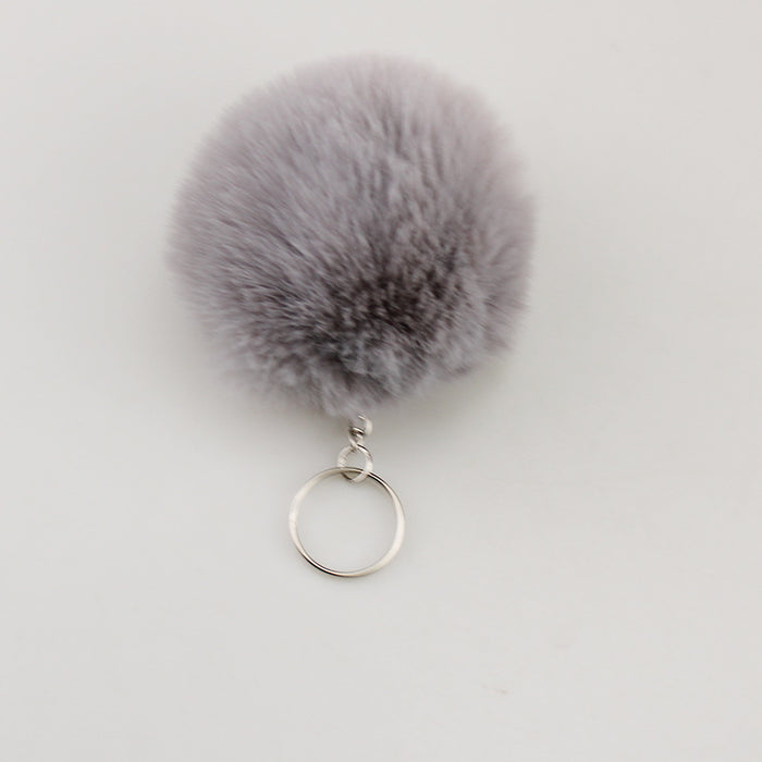 Wholesale Light Gray F Pom Pom Keychain 8Cm Car Key Accessory Boutique Gift