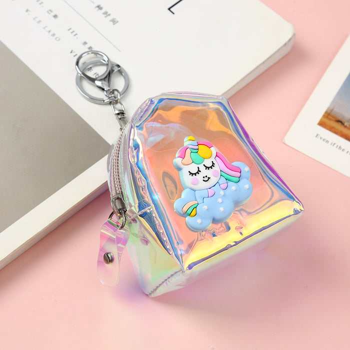 Wholesale PU Cartoon Laser Unicorn Coin Purse Keychain JDC-KC-YiK013