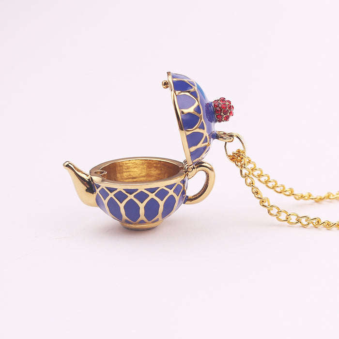 Wholesale Enamel glazed teacup earrings and long long necklace