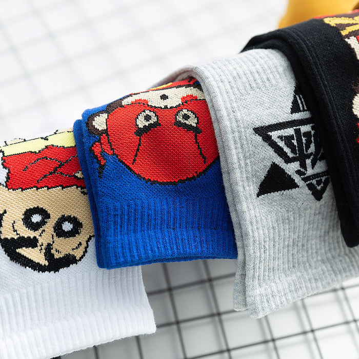 Wholesale Socks men's and women's long socks cartoon street versatile sweat absorbing cute student socks men's and women's mid tube socks