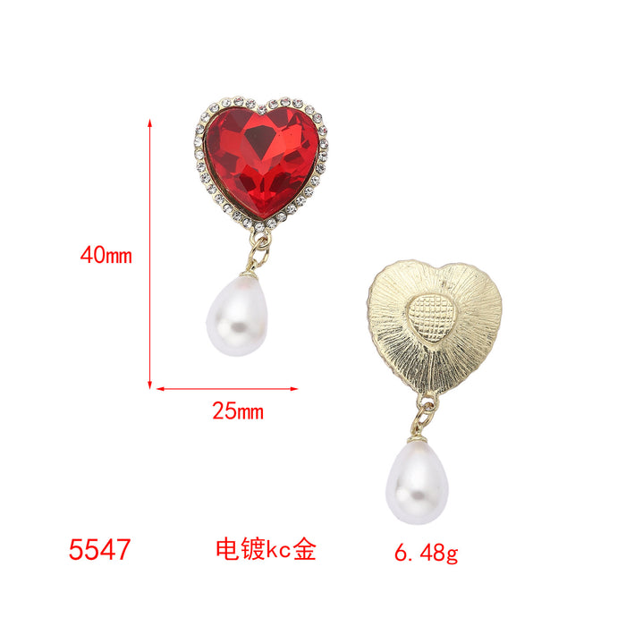 Wholesale Advanced pearl DIY accessories with diamond inlay, light luxury temperament, love crystal tassel alloy accessories, jewelry