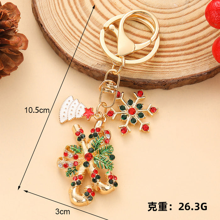 Wholesale Christmas Tree Rhinestone Keychain Zinc Alloy Bell Pendant Business Gift MOQ≥2