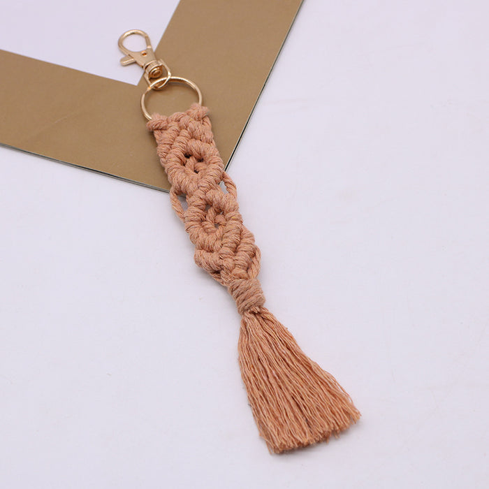 Wholesale Cotton Rope Hand-woven Tassel Keychain JDC-KC-LanXuan001