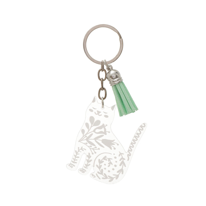 Wholesale Kitten Transparent Acrylic Tassel Pendant Keychain JDC-KC-RongRui043