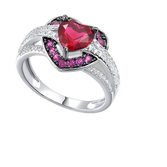 Wholesale New Handmade Ladies Ruby Fashion Two tone Diamond Environmental Protection Ring Jewelry