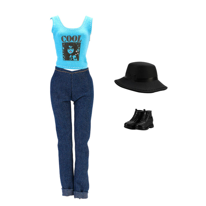 Wholesale 11 inch doll fashion travel variety of striped shirt jeans