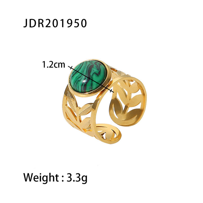 Wholesale Natural stone ring, versatile gemstone bracelet, titanium steel open ring