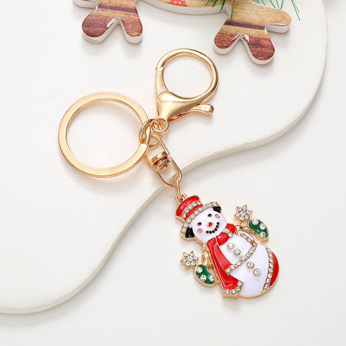 Wholesale Electroplated Metal Christmas Keychain – Gold  Pendant Gift Bag Charm