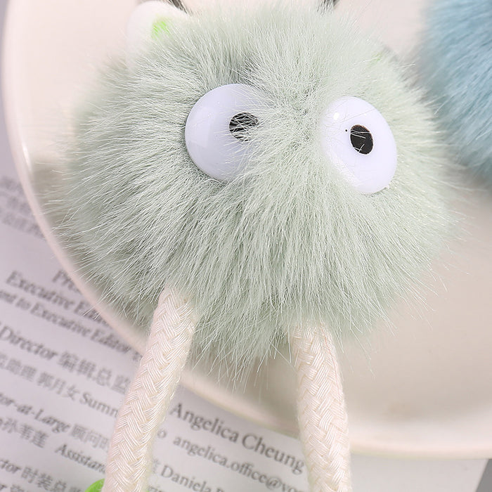 Wholesale plush long legs small coal ball pendant handmade fur ball key chain bag pendant accessories