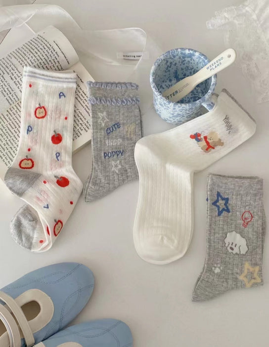 Wholesale Socks, mid tube socks, cotton socks, cartoon thin mesh, breathable