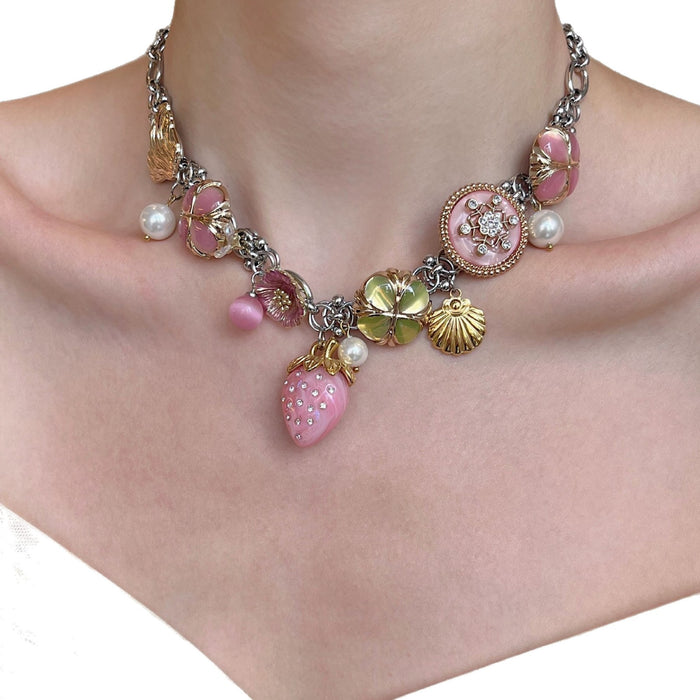 Wholesale Punk Style Strawberry Pendant choker necklace
