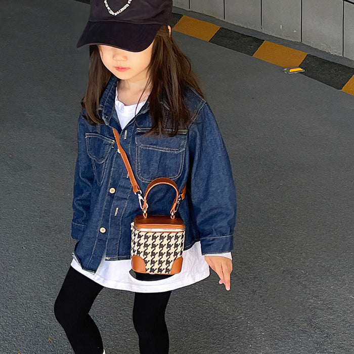 Wholesale Pu Plaid Mini Children's Bucket Bag JDC-SD-DaJu018