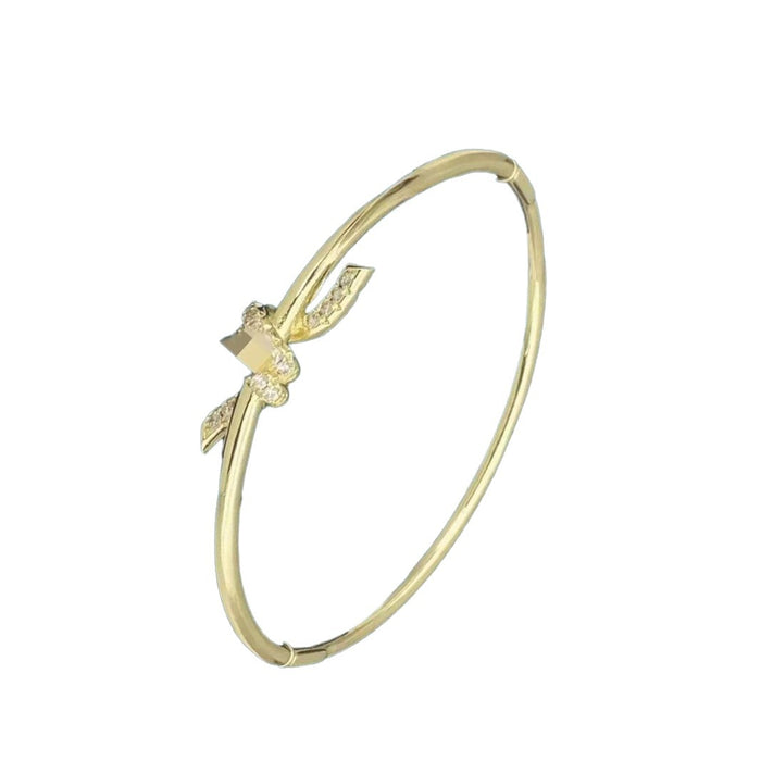 Wholesale Minimalist Zircon Bracelet For Women Gold Plated Copper Jewelry Accessory Trendy Everyday Wear Boutique Resale