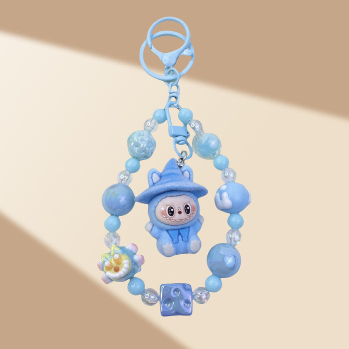 Wholesale Flocked Wizard Beaded Keychain