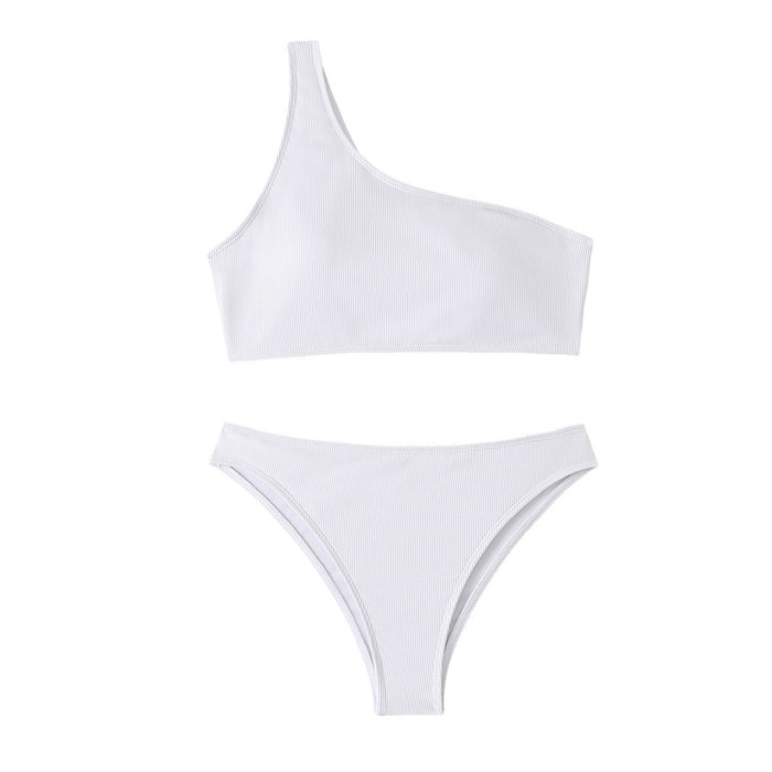 Wholesale Swimsuit Single Shoulder Split Bikini Solid Color Pit Bar Beach Swimsuit Female