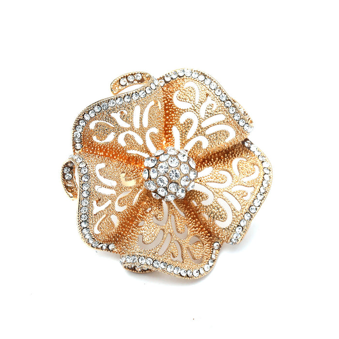 Wholesale Fashionable exaggerated opening noble temperament retro hollow diamond inlaid ring