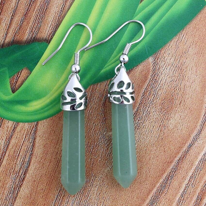 Wholesale Earrings Natural Crystal Natural Gemstone Hexagonal Post JDC-ES-YinW003