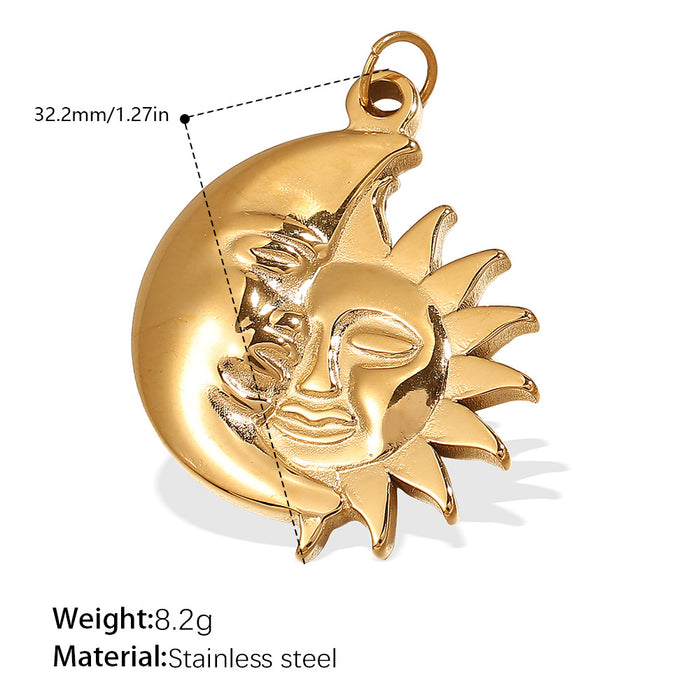Wholesale Sun and Moon Element Stainless Steel Gold-Plated Pendant